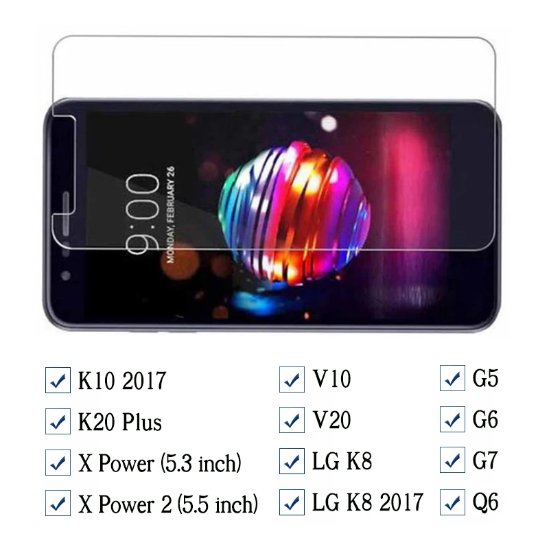 Защитное стекло для LG X Power 2 закаленное v10 v20 g5 g6 g7 q6 k20 k10 k8 plus 2017 Защитная пленка