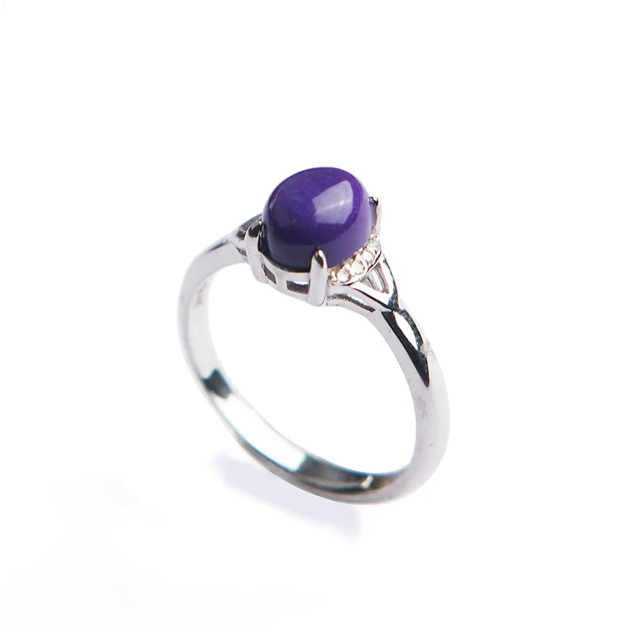 Adjuestable South Africa Genuine Natural sugilite Purple Stone Bead Fashion Rings For Women 8*6.5mm