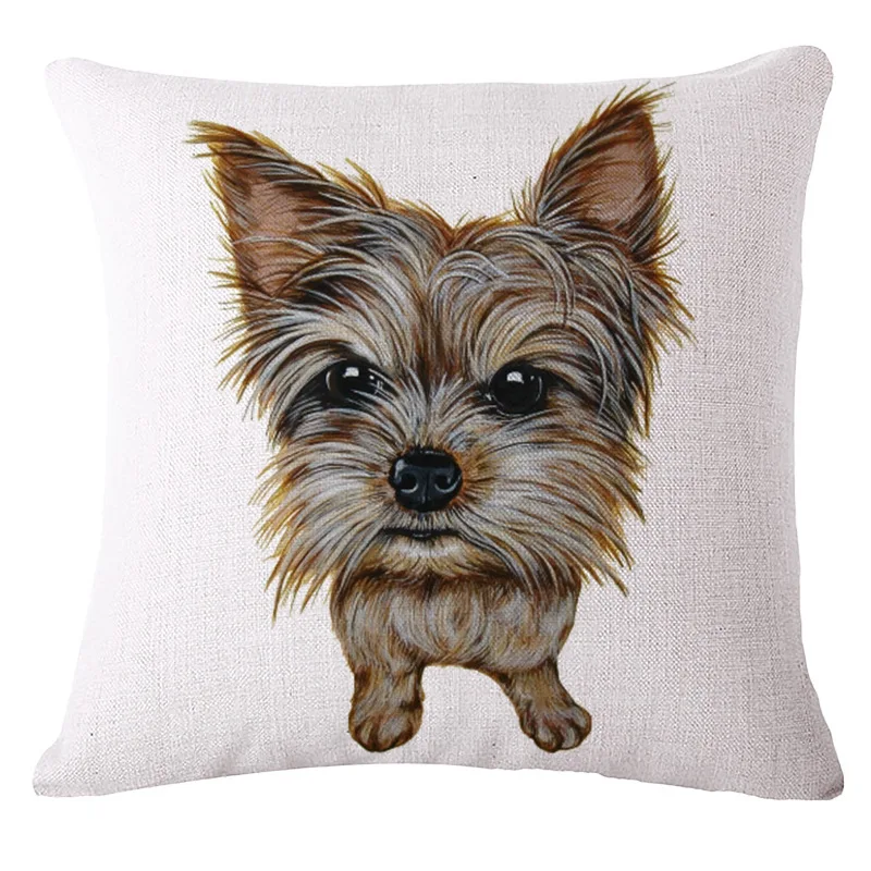 Animal Dog Series Printed Square Cotton Linen Cushion No Filler Decorative Car Sofa French Bulldog Pillow Throw Pillows | Дом и сад