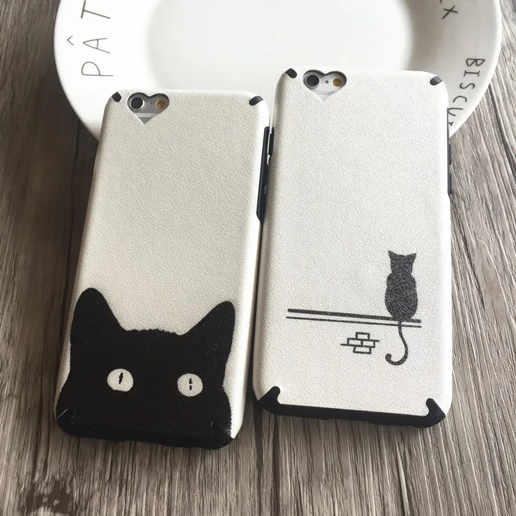 Модный чехол для телефона Love black cat черный Жесткий из поликарбоната с животными