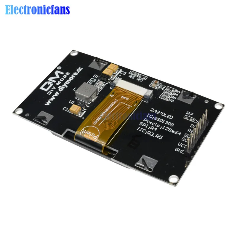 Diymore желтый 2,4" 2,42 дюймов ЖК-экран 128x64 OLED дисплей модуль IIC IEC SPI серийный 12864 OLED дисплей для C51 STM32 SPD0301