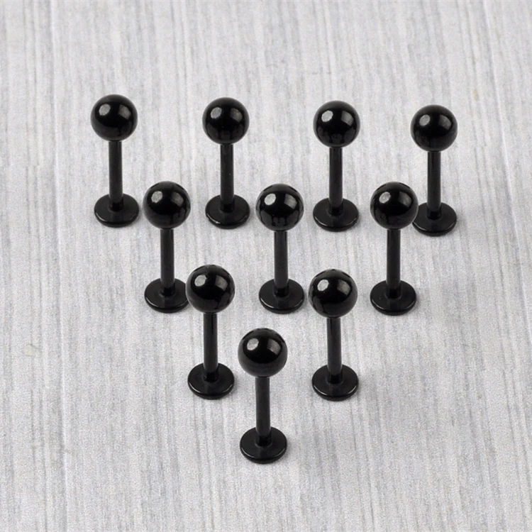 5pc/lot Black Stainless Steel Eyebrow Navel Belly Lip Labret Bar Tongue Nose Ring Tragus Ear Piercing Barbell Tunnel Body Jewely images - 6