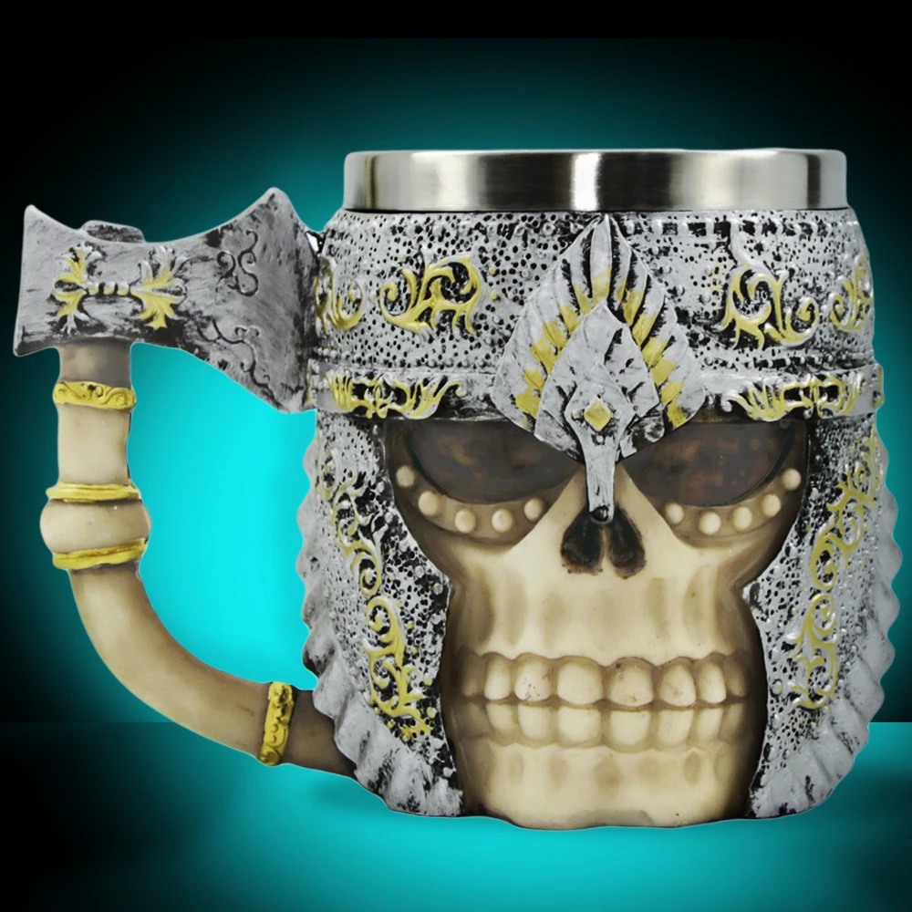 1 шт. 3d кружка с топором и рукояткой Викинга воина черепа battleakx Tankard украшение для