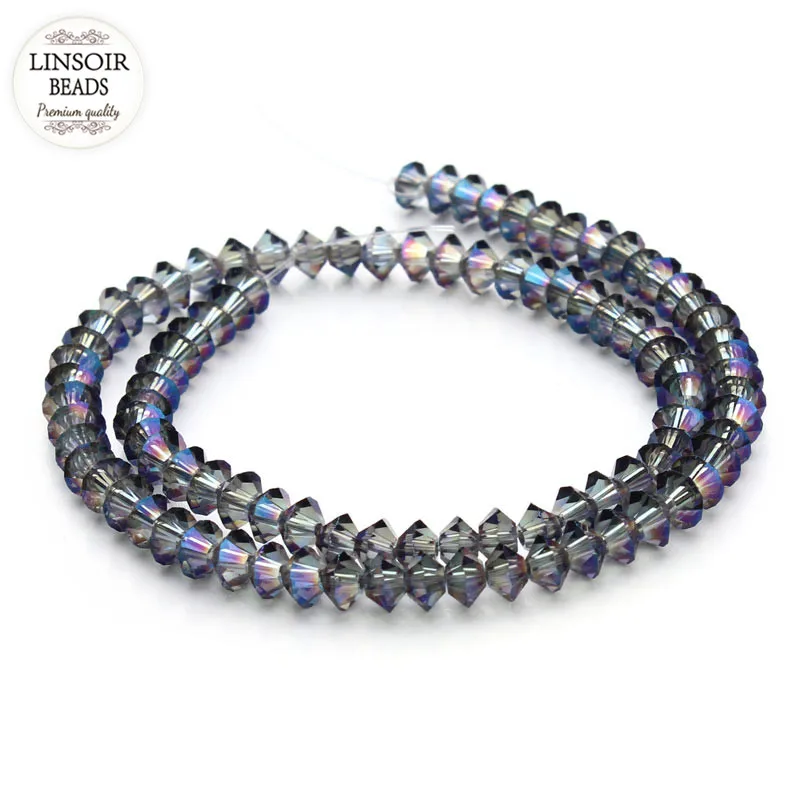 Стеклянные бусины-разделители LINSOIR 6*4 мм стеклянные из чешского биконуса для