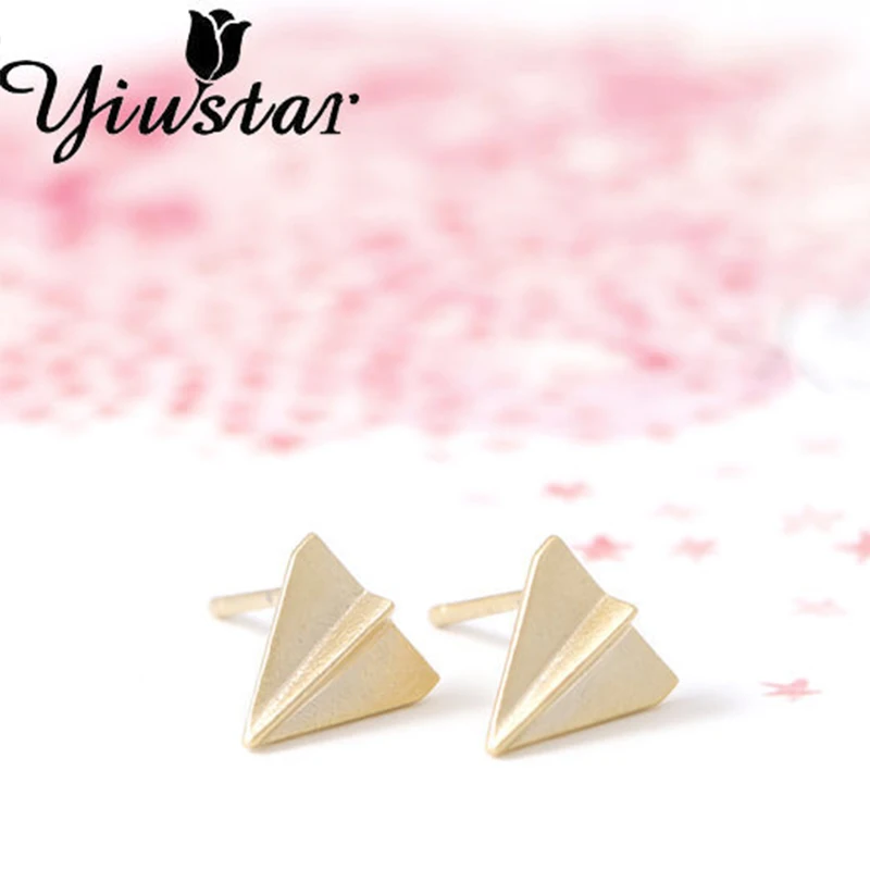Yiustar новые модные популярные золотые розовые серьги гвоздики в виде самолета