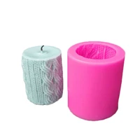 lines cylinder shape candle mold 3d knitting wool cylinder silicone candle mould fondant cake tool diy handmade soap making