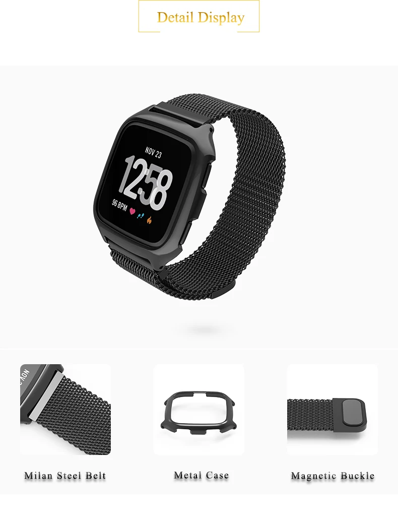Металлический ремешок для Fitbit Versa ремешок из нержавеющей стали Milanese Loop браслет для fit bit versa браслеты