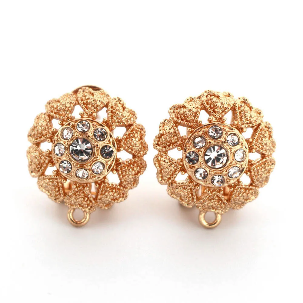 Earrings Post Connector Linkers Filigree Circle Flower Black CZ Metal Base for Women Retro Dangle Hanging Drop | Украшения и