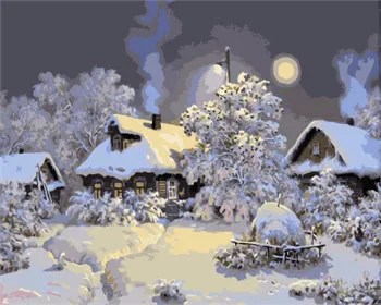 GX3841 DRAWJOY снежные изображения пейзажей в рамке DIY живопись по номерам настенная художественная акриловая живопись на холсте и роспись домашнего декора - Цвет: GX3841