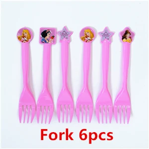 Fork 6pcs Дисней Принцесса Белоснежка Золушка колокол Русалка Спящая красавица запутанные Дети Детская Вечеринка дня рождения событие украшения поставки - Цвет: Fork 6pcs