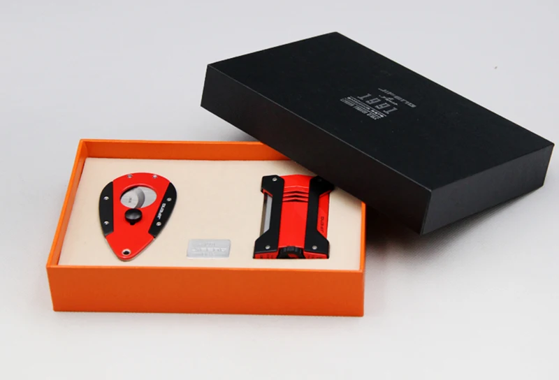 Fine Quality JiFENG Cigar Set With Red Color Lighter And Sharp Stainless Steel Blade Scissors Professional Tool | Дом и сад