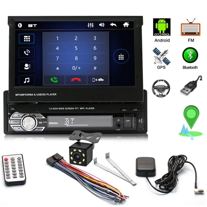 1din автомобиля Радио 7 дюймов сенсорный экран mirrorlink проигрыватель Android сабвуфер MP5