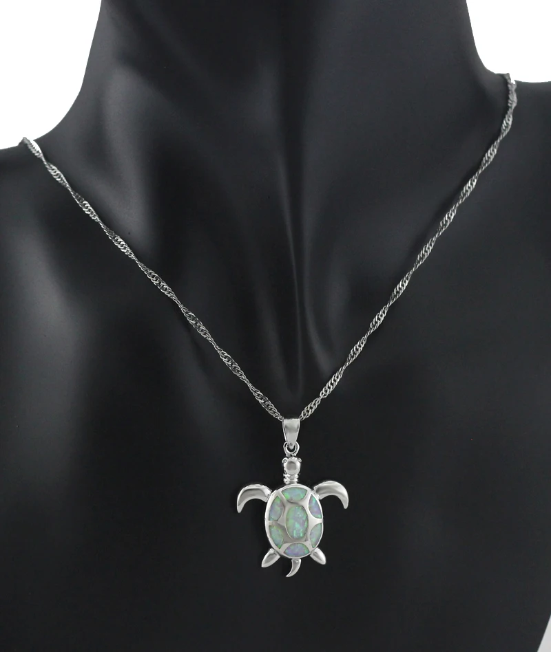 HAIMIS Free the Chain Lovely Sea Turtle Synthetic Light Pink Fire Opal Jewelry Women Necklace Pendant 1 1/4'' OP415 | Украшения и