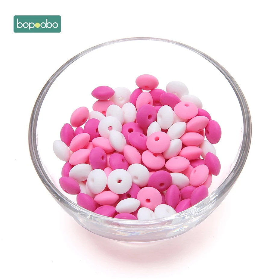 Bopobo, 12 мм, 20 шт., силиконовые бусины, Abacus, чечевица, детский прорезыватель, сенсорные, сделай сам, рукоделие, жевательные, органические бусины, Детские Прорезыватели - Цвет: Hot Pink Series