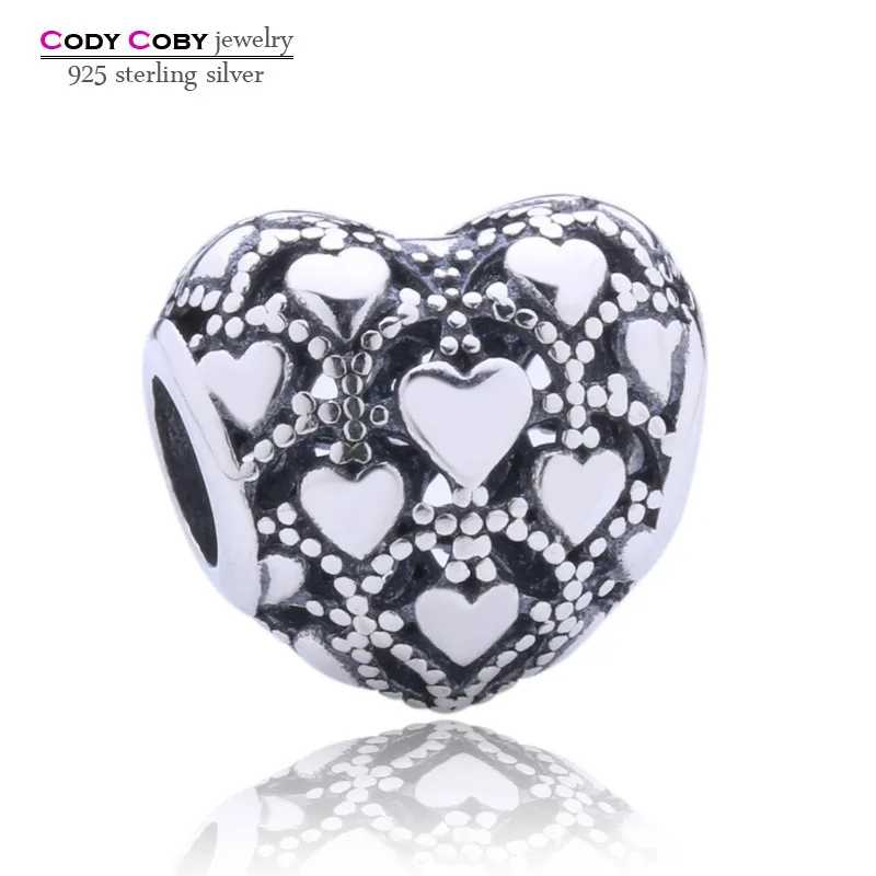 Романтический античный 925 пробы Серебряный клуб Шарм 2017 год Сердце Бусины Fit DIY
