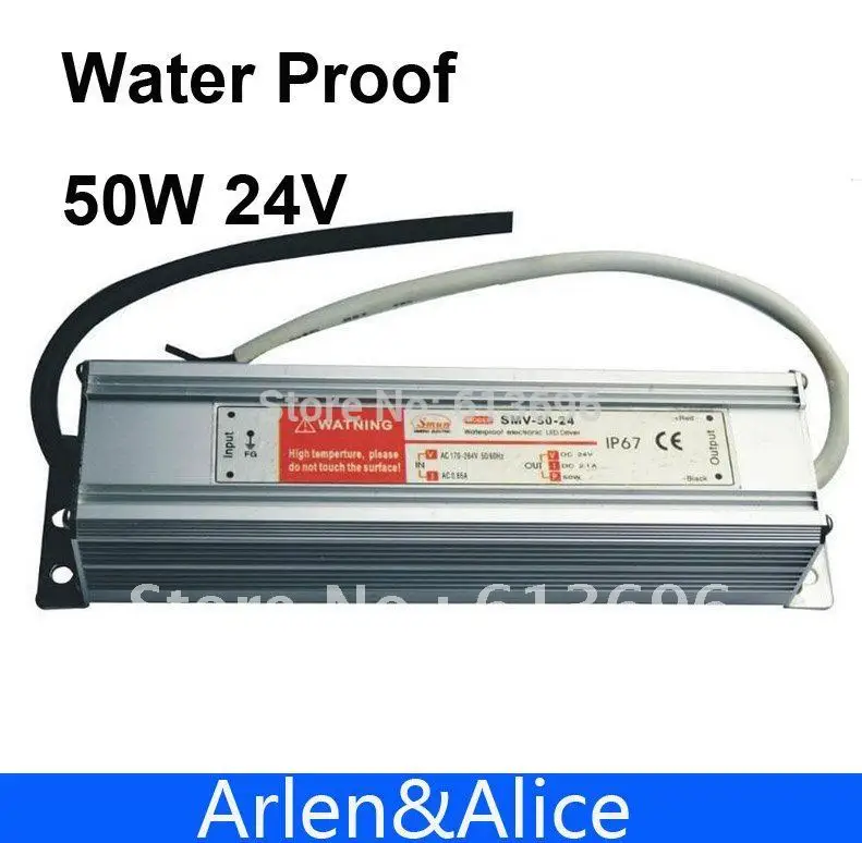 50W 24V водонепроницаемый открытый одиночный выход импульсный источник питания AC к