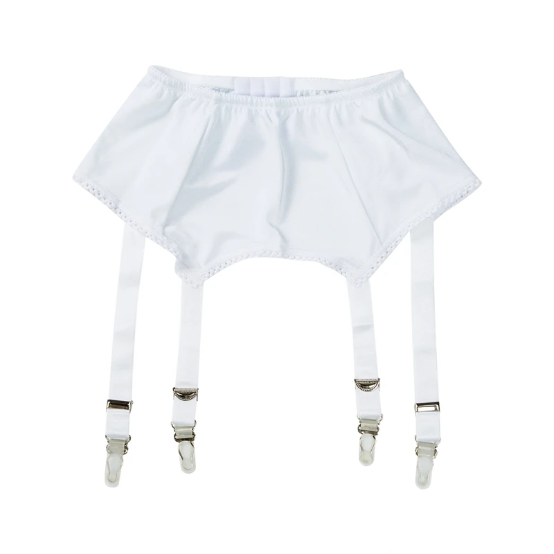 White NO Panties Сексуальное женское нижнее белье с высокой талией и эластичным сетчатым поясом для чулок с 4 металлическими пряжками размера плюс S-XXL(без трусиков - Цвет: White NO Panties