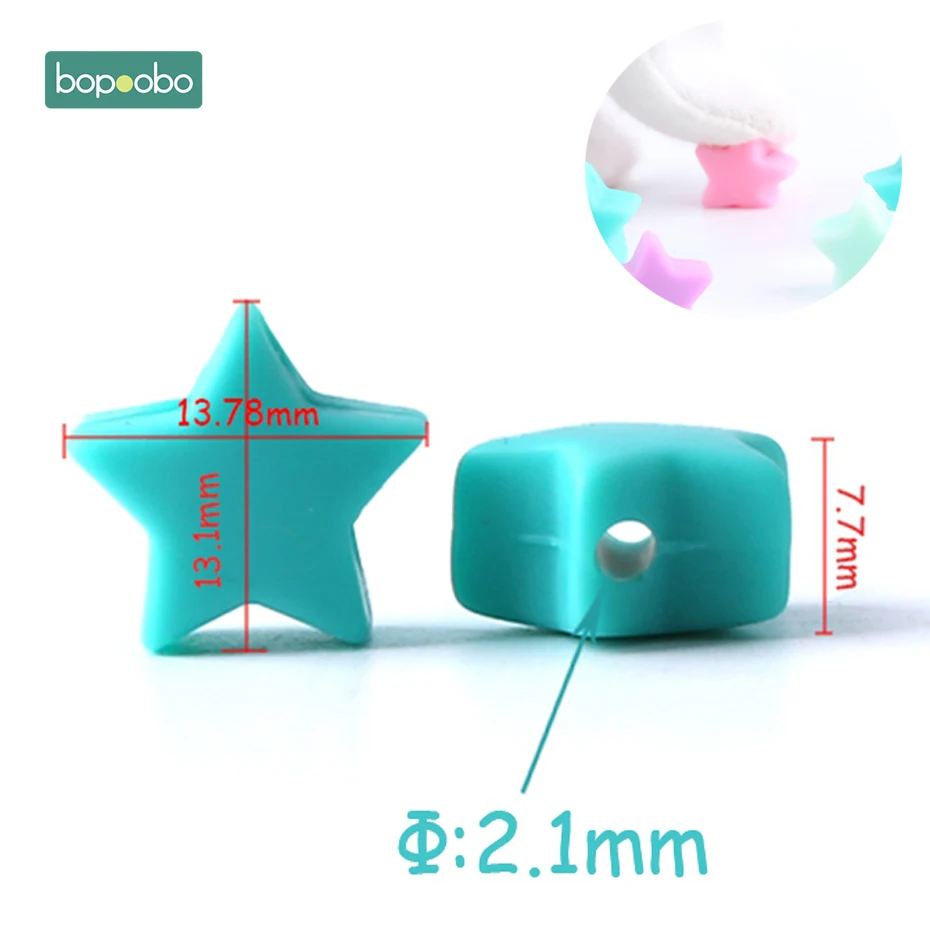 Bopoobo 10pcs Silicone Beads Food Grade Silicone Star Teether Baby Products Silicone Rodent Bracelet Diy Crafts Baby Teether
