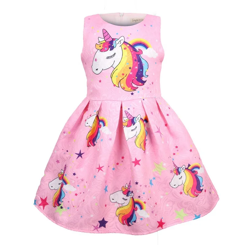 F8617 pink Лидер продаж; платье для девочек; платья с единорогом; одежда Эльзы для маленьких девочек; одежда для маленьких девочек; праздничная одежда принцессы; детское рождественское платье - Цвет: F8617 pink
