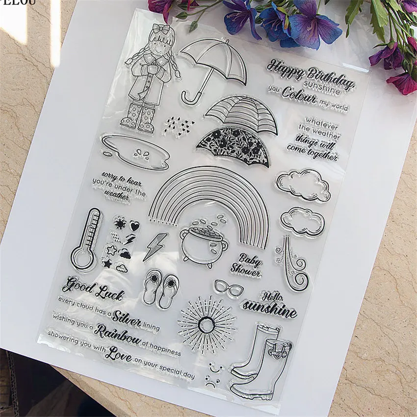 PANFELOU rain rainbow Transparent Silicone Rubber Clear Stamps cartoon for Scrapbooking/DIY Easter wedding album | Дом и сад