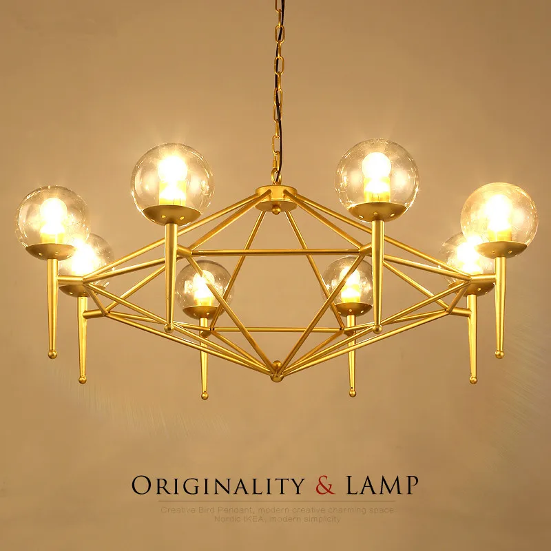 Новинка 6/8 хрустальный шар медная люстра светильники Lustre Led E14 светильник Beanstalk