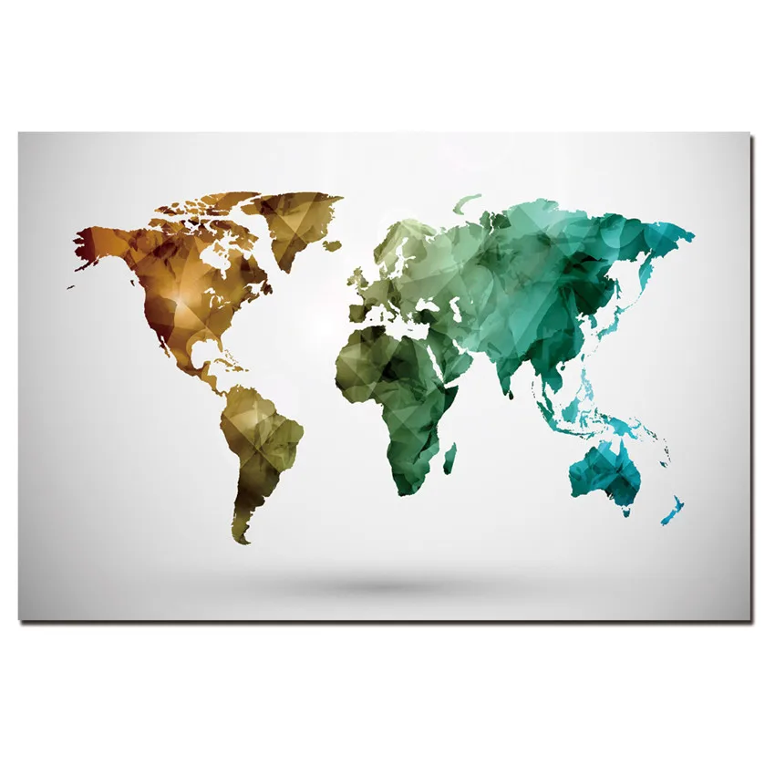 1 панель современная абстрактная карта живопись на холсте настенная куадро мира