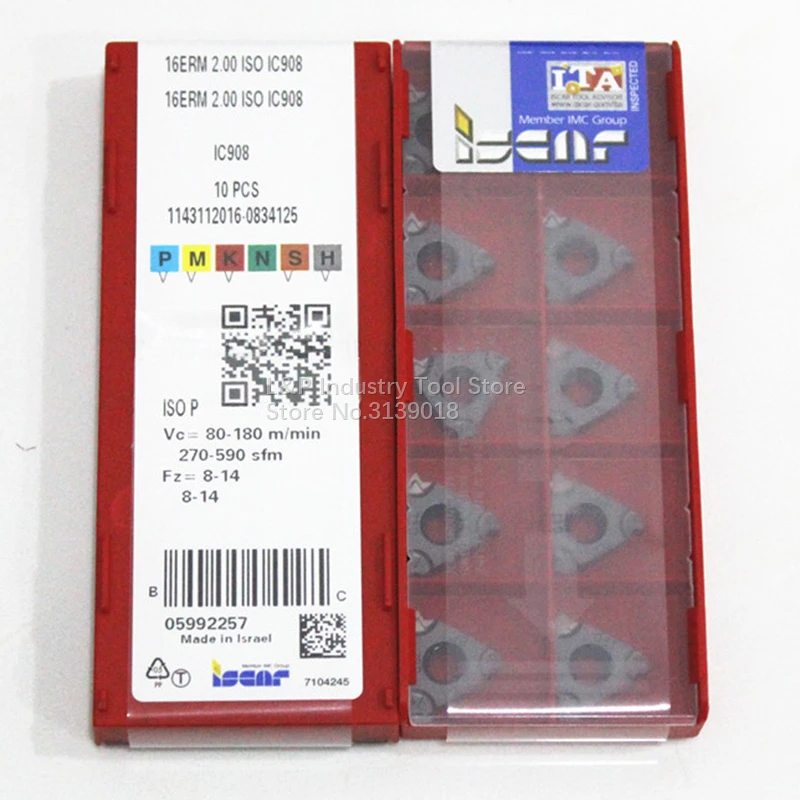 Оригинал ISCAR резьбонарезные пластины 16ERM 2.00ISO IC908 вставки карбида 2 00 ISO режущее