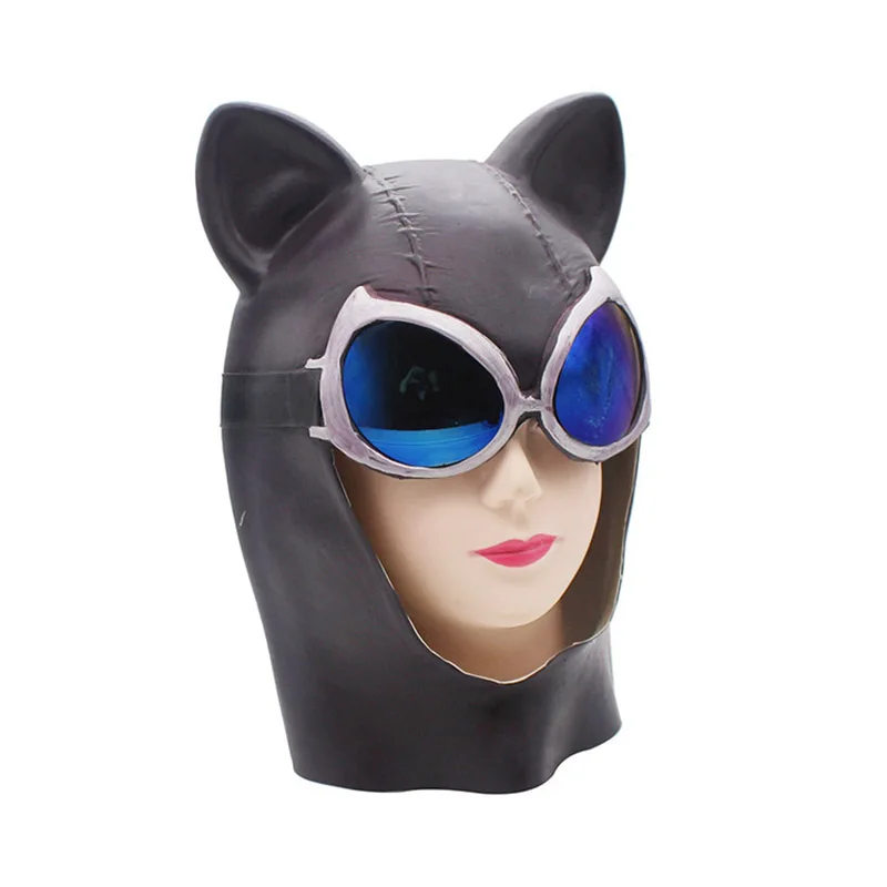 Латекс Funy полный головы Бэтмен кошка женские костюмы с масками косплей для