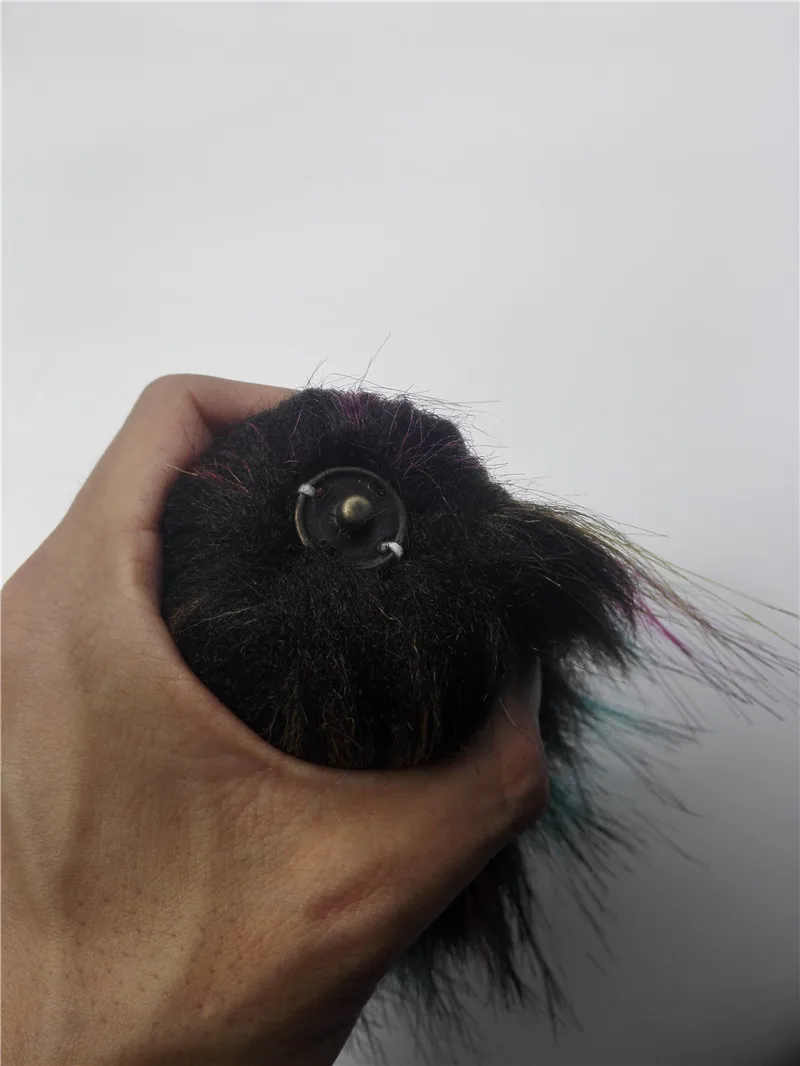 KNB040B Wholesale 10pcs/lot Winter Warm Beanies Knit Hat Women Slouchy 15cm Rainbow Faux Fur Pom pom Skullies Cap Bonnet