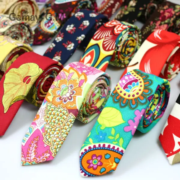 Галстук для мужчин из хлопка и льна новейший принт Модный классический мужской