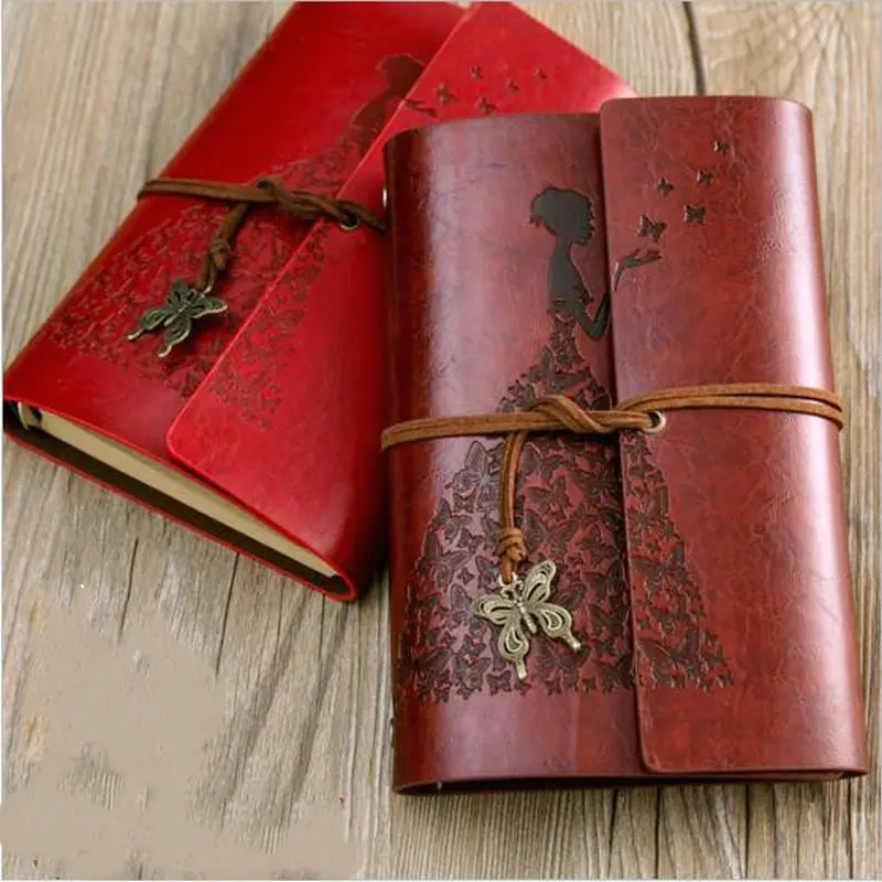 A6 Ретро Винтаж бабочка искусственная кожа пустой крафт-лист записная