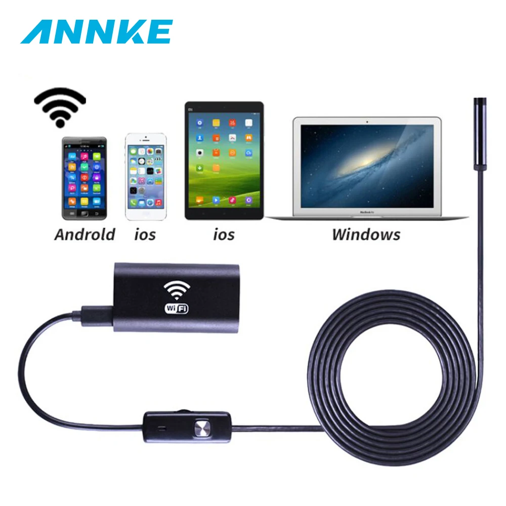 8 мм 200 Вт Объектив Wifi Android Iphone Windows эндоскоп камера 1 м водостойкая Змея Труба