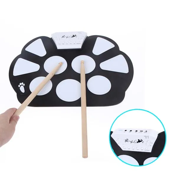 

High quality Electronic Drum Foldable Drum Pad Kit Silicon Foldable with Stick Percussion Instruments