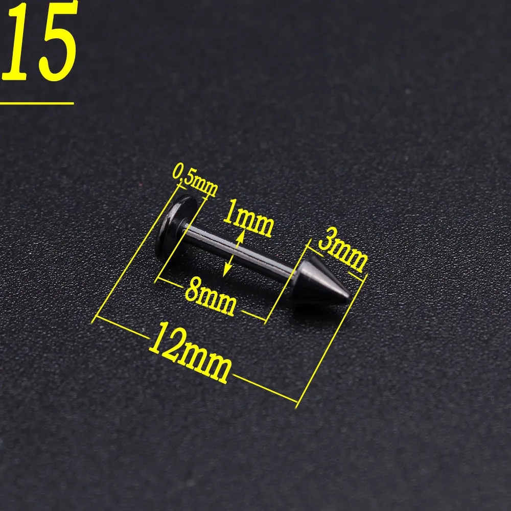100 шт./компл. черные серьги из нержавеющей стали с коническим отверстием