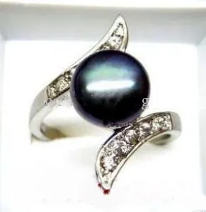 

Hot sell Noble- FREE SHIPPING>>>@@ Noblest 14KGP new style lady's black pearl ring size 6#7# 8# 9# / S 1Pcs