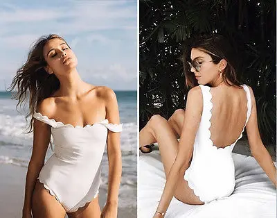 Женские цельные зубчатые купальные костюмы в обтяжку с открытой спиной