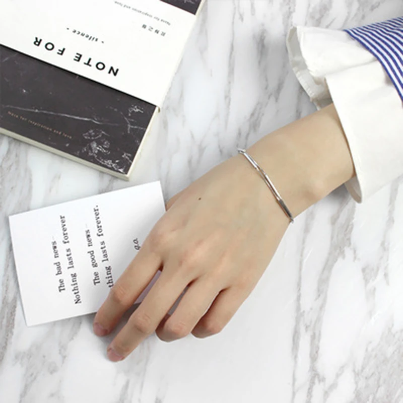 925 sterling silver multi-layer box chains bracelets for women pulseras mujer square tube &amp bangles jewelry | Украшения и