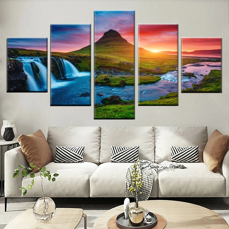 Домашний декор Гостиная Wall Art рисунок на холсте 5 Панель красивые исландский