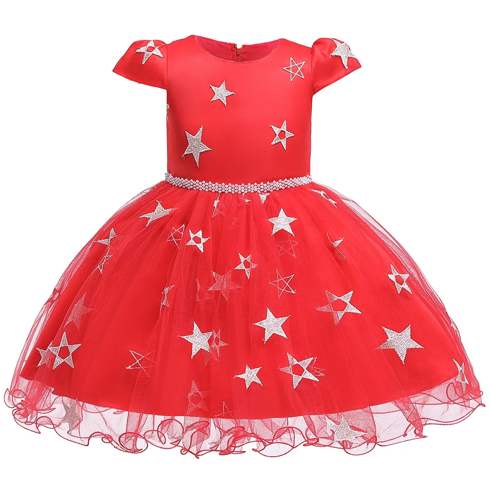 Girls Christmas Costume Star embroidery Girl Dress Wedding Party Dresses Baby Mesh Formal Halloween For Kids | Детская одежда и