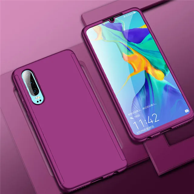 Фиолетовый 360 Полный чехол для телефона huawei Honor 20 чехол противоударный чехол для Honor 20Pro 8 9 10 Lite 8S 8C 8X 8A Передняя и задняя оболочка - Цвет: Фиолетовый