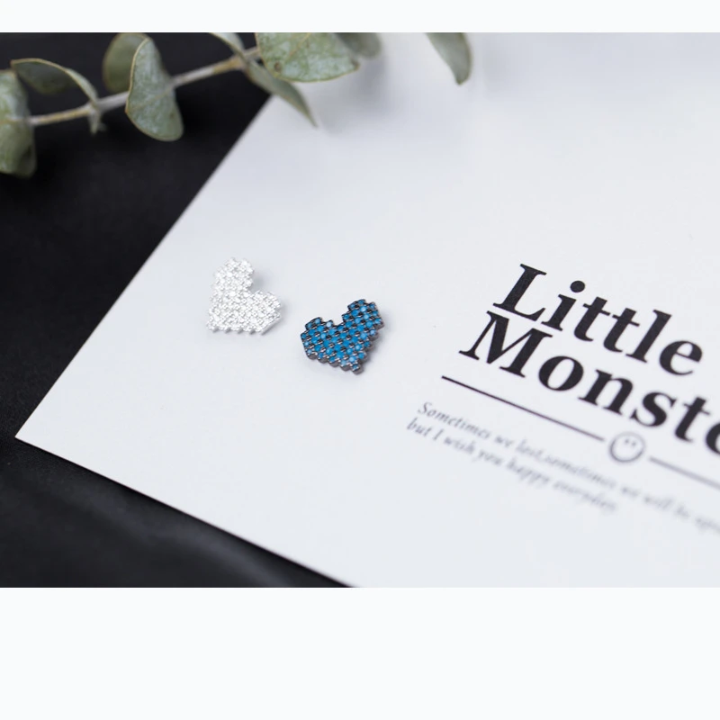 

New 925 Sterling Silver Stud Earrings for Women Zircon Hearts Fashion Accessories Wish Silver Earrings Jewelry 2017