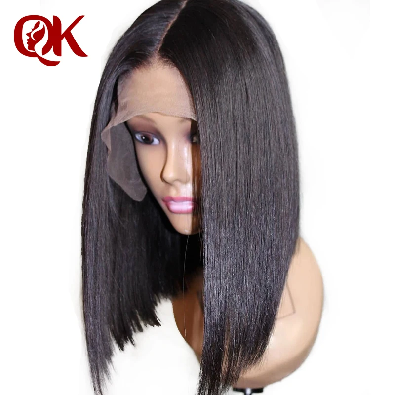 

QueenKing hair Human hair Wig 180% Density Bob Wig 13*6 Natural Brazilian Straight Preplucked Bleached Knots Middle Part