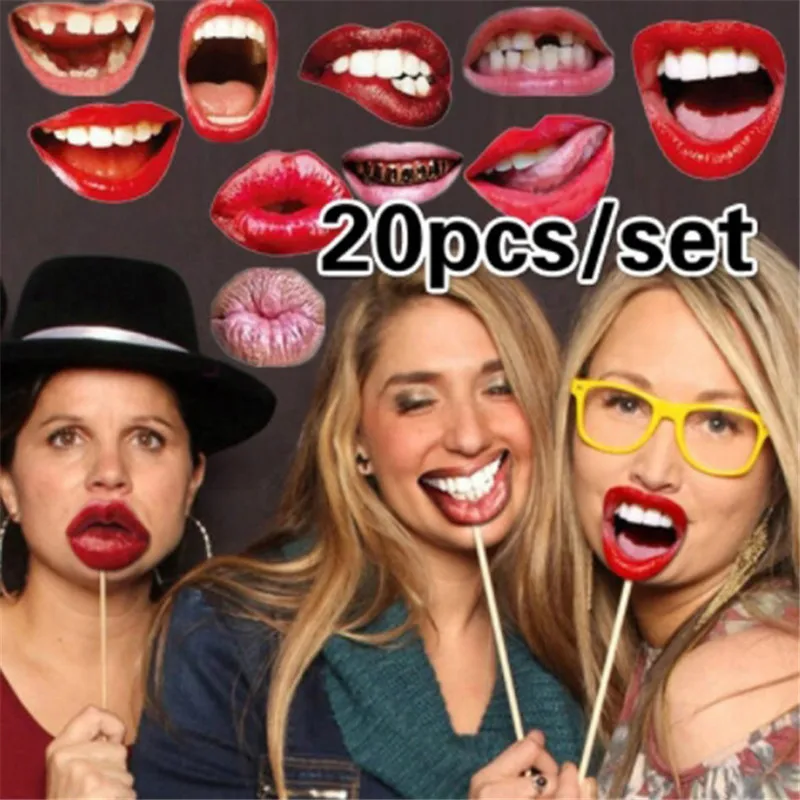 20 штук упак. забавные губы рот DIY фото реквизит стенд для женщин девочек свадебные