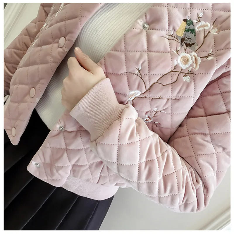 Осенне-зимние женские короткие хлопковые пальто теплая утепленная Вельветовая