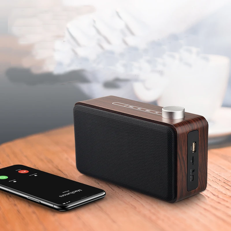 Деревянный Bluetooth динамик металлическая ручка настройки беспроводной звуковая