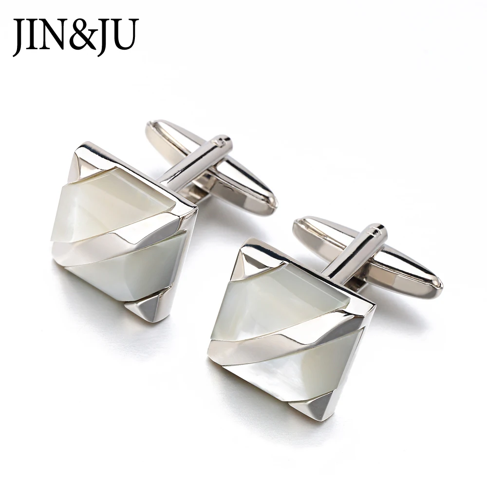 JIN& JU настоящий зажим для галстука перламутровый запонки квадратная оболочка для мужчин свадебное платье манжета для жениха