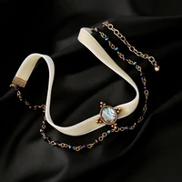 new necklace double chains white velvet choker necklace mixed color brand party jewelry women