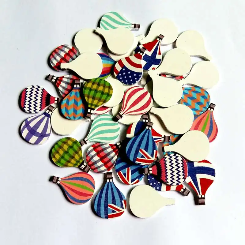 Randomly mix 50pcs 50 шт. деревянные декоративные пуговицы для горячего воздушного шара без отверстий, подвески для рукоделия, скрапбукинг, изготовление карт, домашний декор, поделки - Цвет: Randomly mix 50pcs