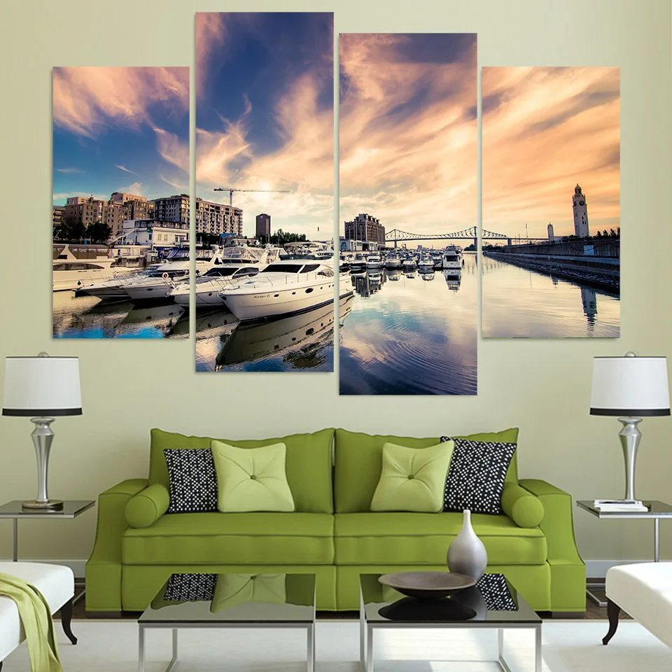 Wall Art Canvas Paintings Framework Living Room Home Decor 4 Pieces Flowers Abstract Pictures HD Prints Beautiful Posters | Дом и сад
