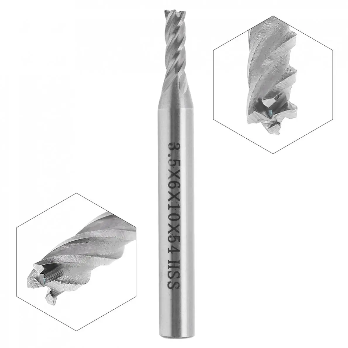 

3.5mm 4 Flute HSS & Aluminum End Mill Cutter with Super Hard Straight Shank for CNC Mold Processing Cutting